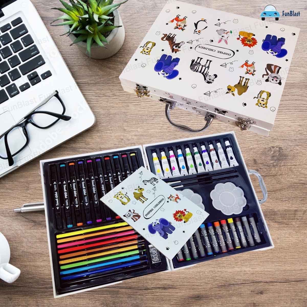 Cartoon Color Box with Multiple Coloring Kit, Twin Tip Color Markers ...