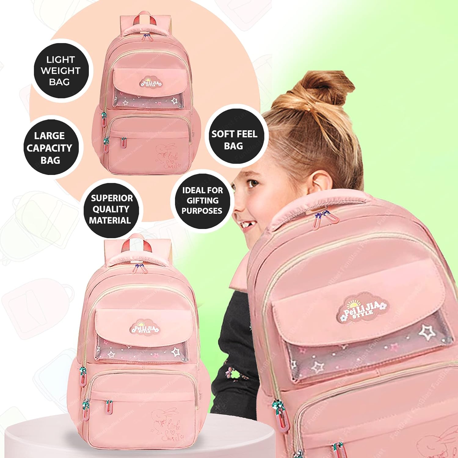 School Bags for Kids Girls – Multi-Purpose Bag for Kids, School Backpack, College Backpack, Large Capacity Travel Backpack, Picnic Bag, Lightweight School Bags (46 X 32 X 16 CM)