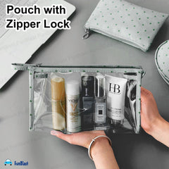 3 Pcs Cosmetic Makeup Pouch with Zipper Lock for Women (Grey)