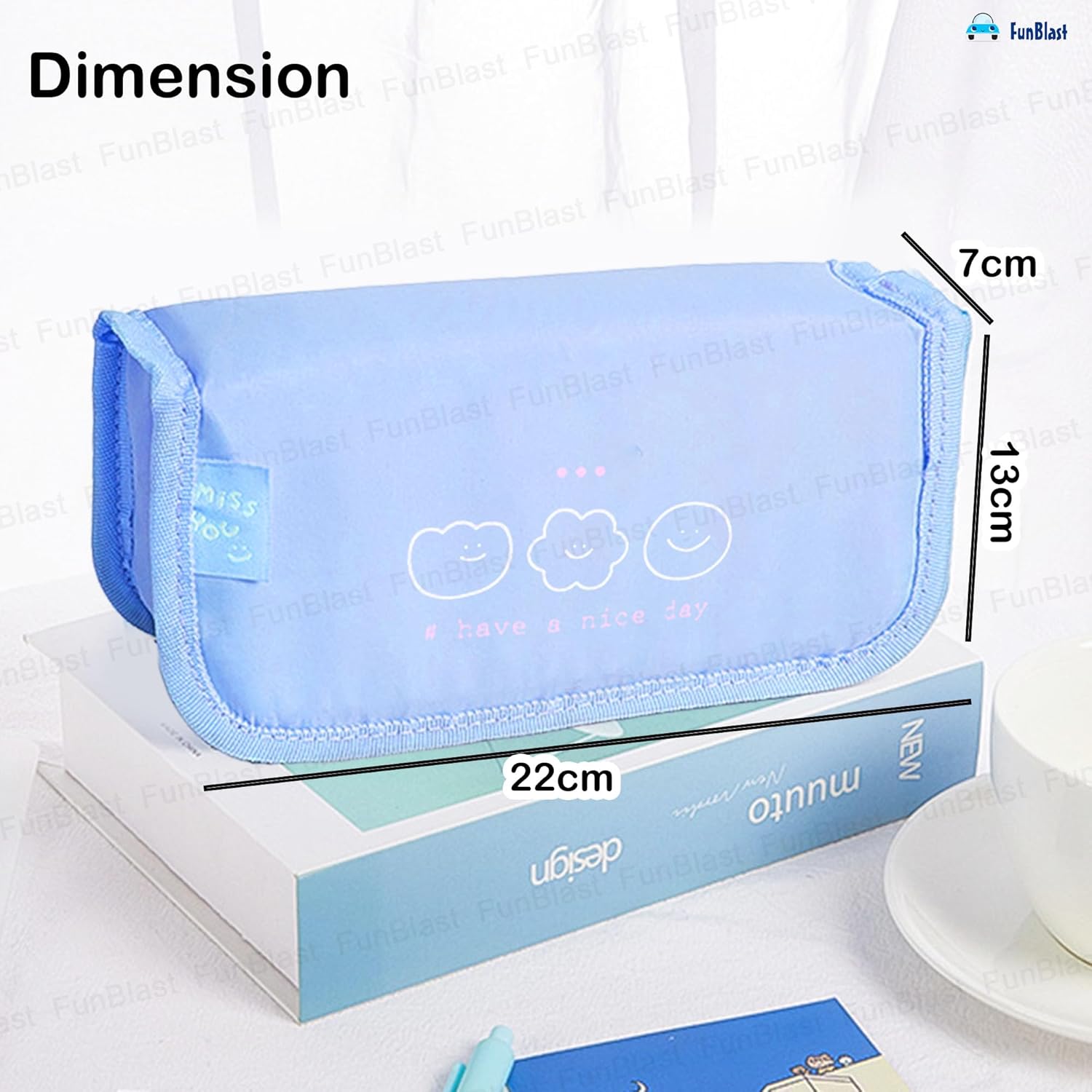 Multipurpose Zipper Stationary Organizer Pouch for Kids (Blue)