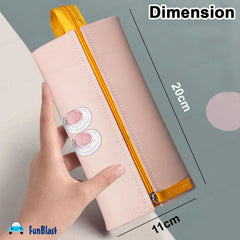 Multipurpose Zipper Pencil Pouch for Kids & College Students (Pink)