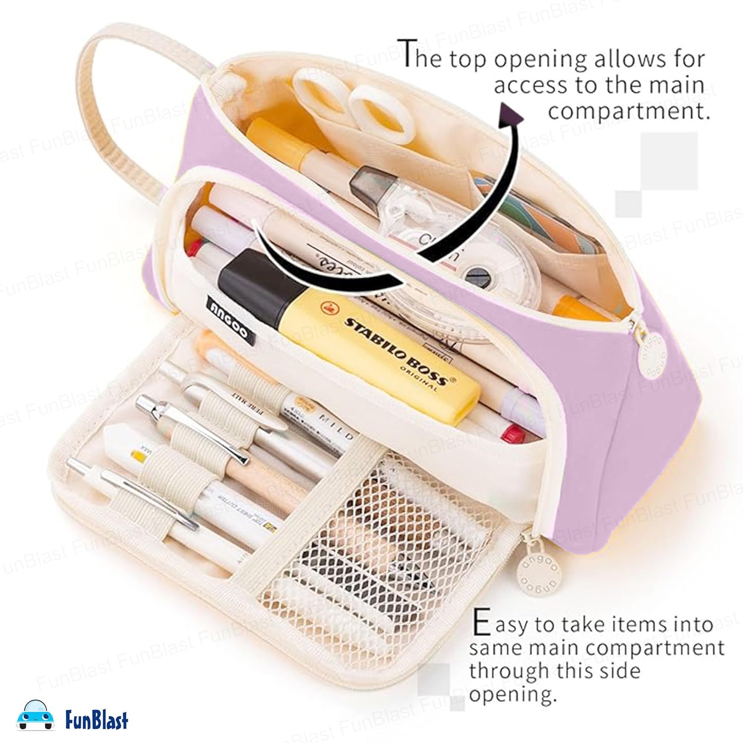 Multipurpose Stationery Organizer Bag with Handle for Kids & Adults(Purple)
