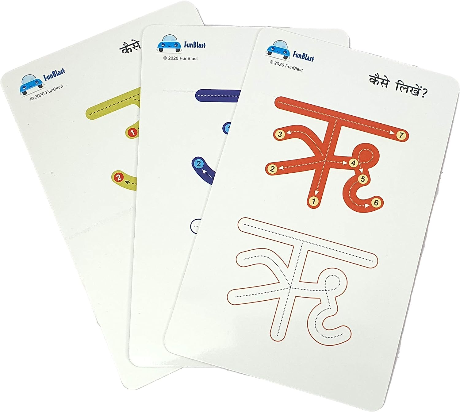 Hindi Alphabet Flash Cards for Kids - 48 Double Sided Flash Cards with Tracing Activity, Hindi Flash Cards with Pictures for Kids