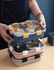 Lunch Box - Stainless Steel Lunch Box for Kids, Tiffin Box, Lunch Box with Spoon and Fork, Lunch Box for Kids, Lunch Box for Office Women and Men, Bento Lunch Box