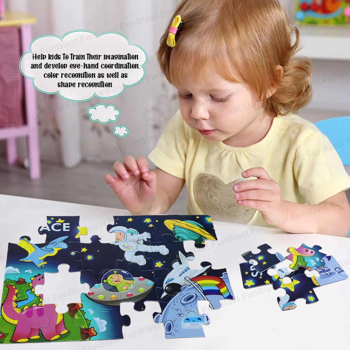 Dinosaur Space Theme Jigsaw Puzzle for Kids – 24 Pcs Jigsaw Puzzle for Kids, Boys, Girls