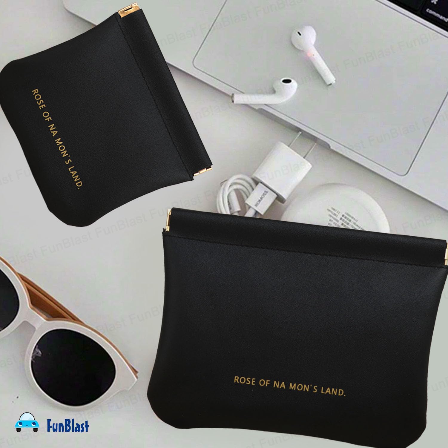 3 Pcs Mini Multipurpose Makeup Pouch for Girls & Women (Black)