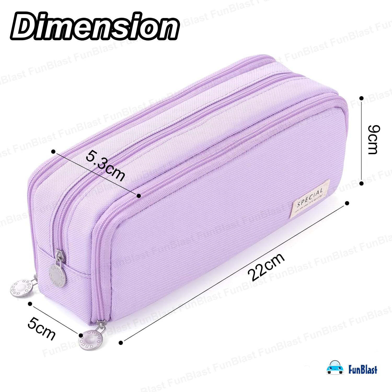 Multi-Compartment Canvas Stationery Organizer Pouch for Kids (Purple)