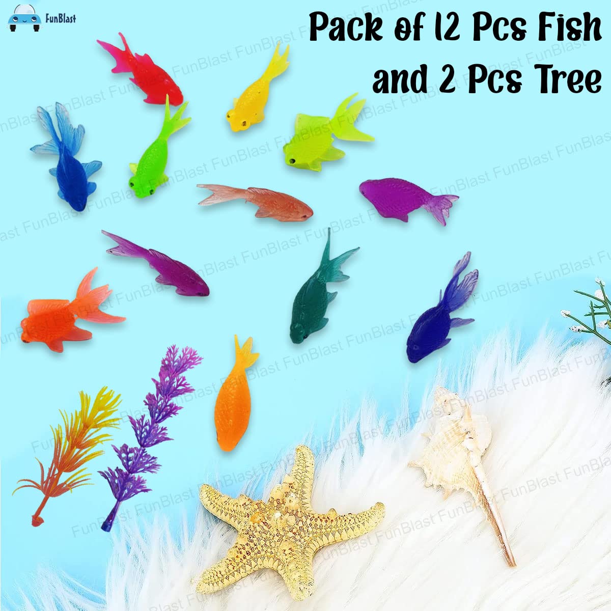 Little Cute Fish Toys – Pack of 12 Pcs Aquatic Sea Animal Toy for Kids, Sea Marine Animal Figure Playing Set for Kids, Sea Creatures Action Toys for 3+ Years Old Kids, Boys, Girls