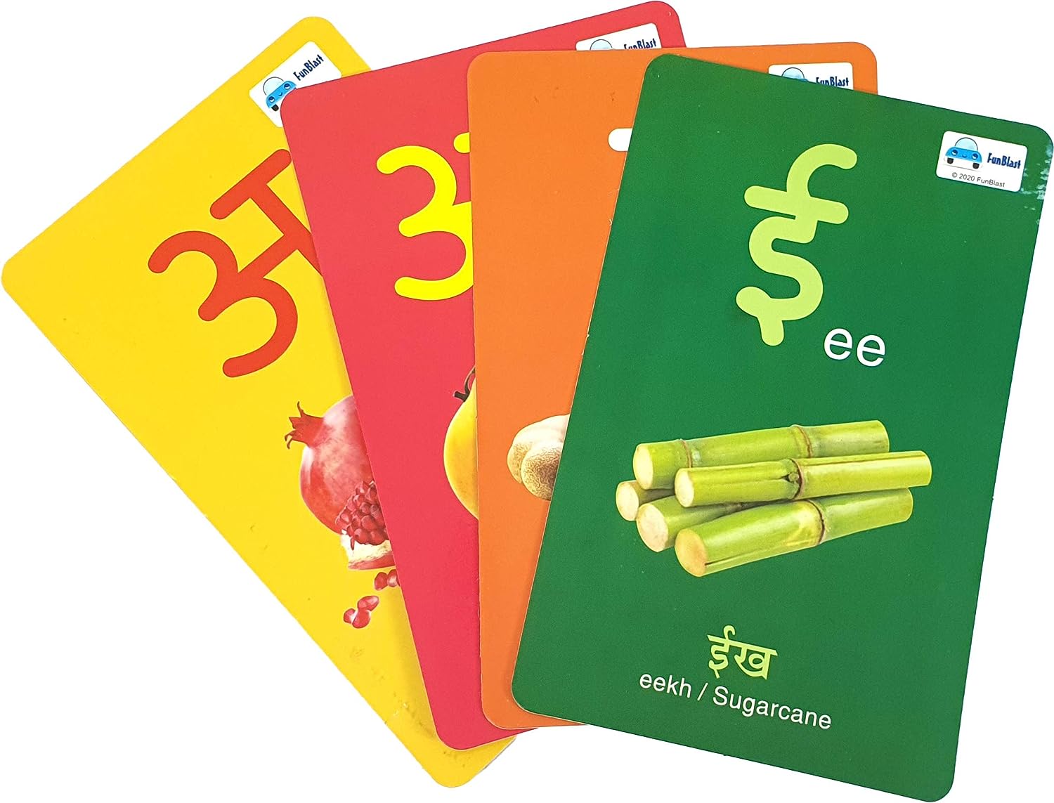 Hindi Alphabet Flash Cards for Kids - 48 Double Sided Flash Cards with Tracing Activity, Hindi Flash Cards with Pictures for Kids