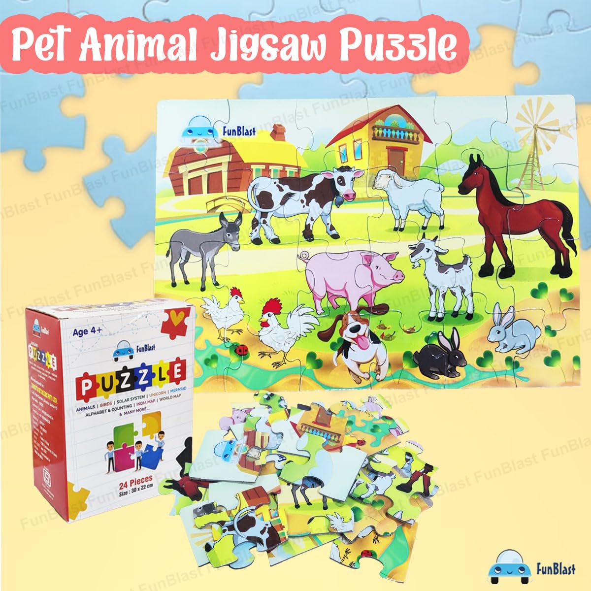 Pet Animal Jigsaw Puzzle for Kids Jigsaw Puzzle for Kids of Age 3-5 Years – 24 Pcs ( Size 30X22 cm)