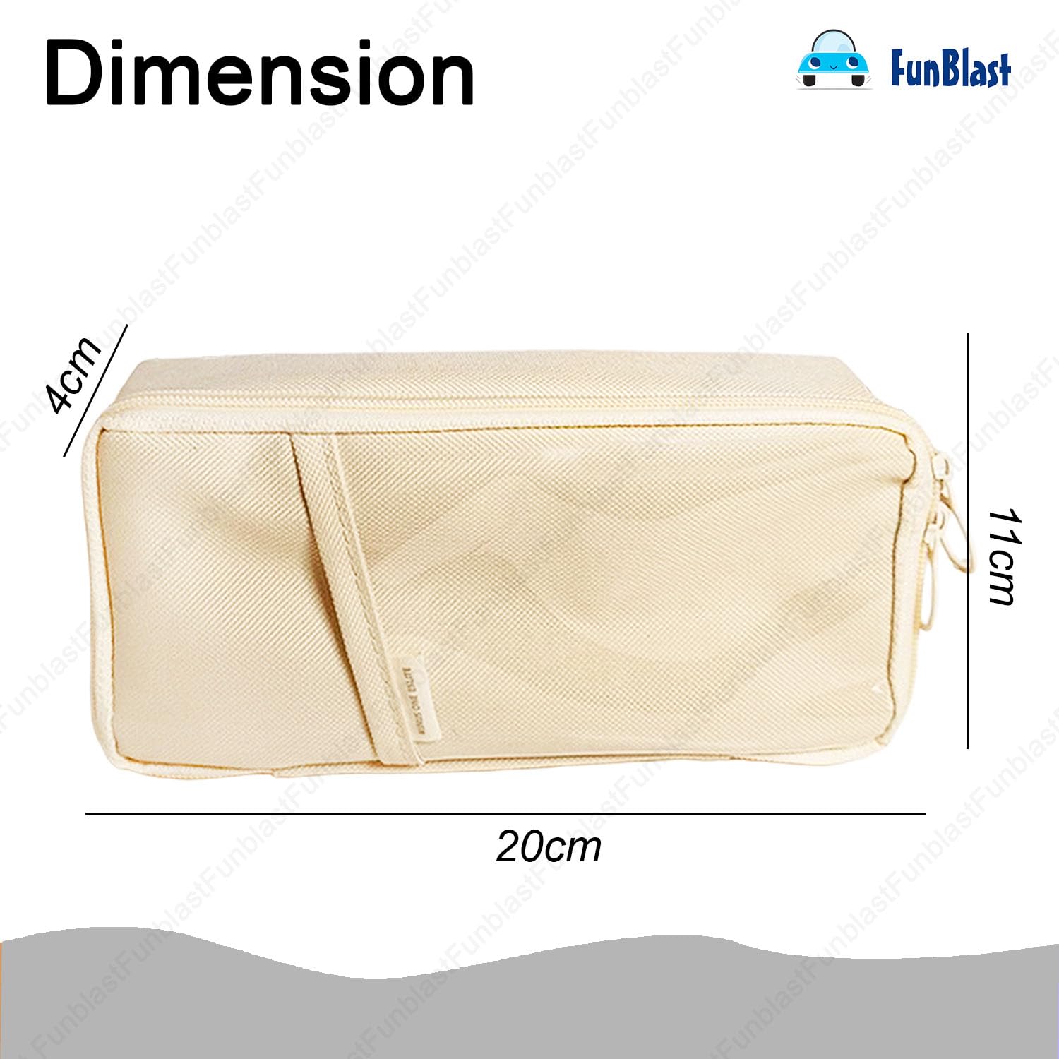 Multipurpose Zipper Pencil Pouch for Kids & Adults  (Beige)
