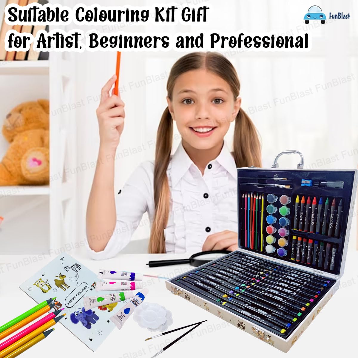 Cartoon Color Box with Multiple Coloring Kit, Twin Tip Color Markers ...