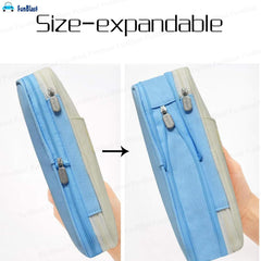 Multi-Compartment Double Zipper Portable Pencil  Pouch for Kids (Sky Blue)