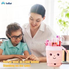 Boba Pop-Up Stationery Organizer for Kids (Pink)