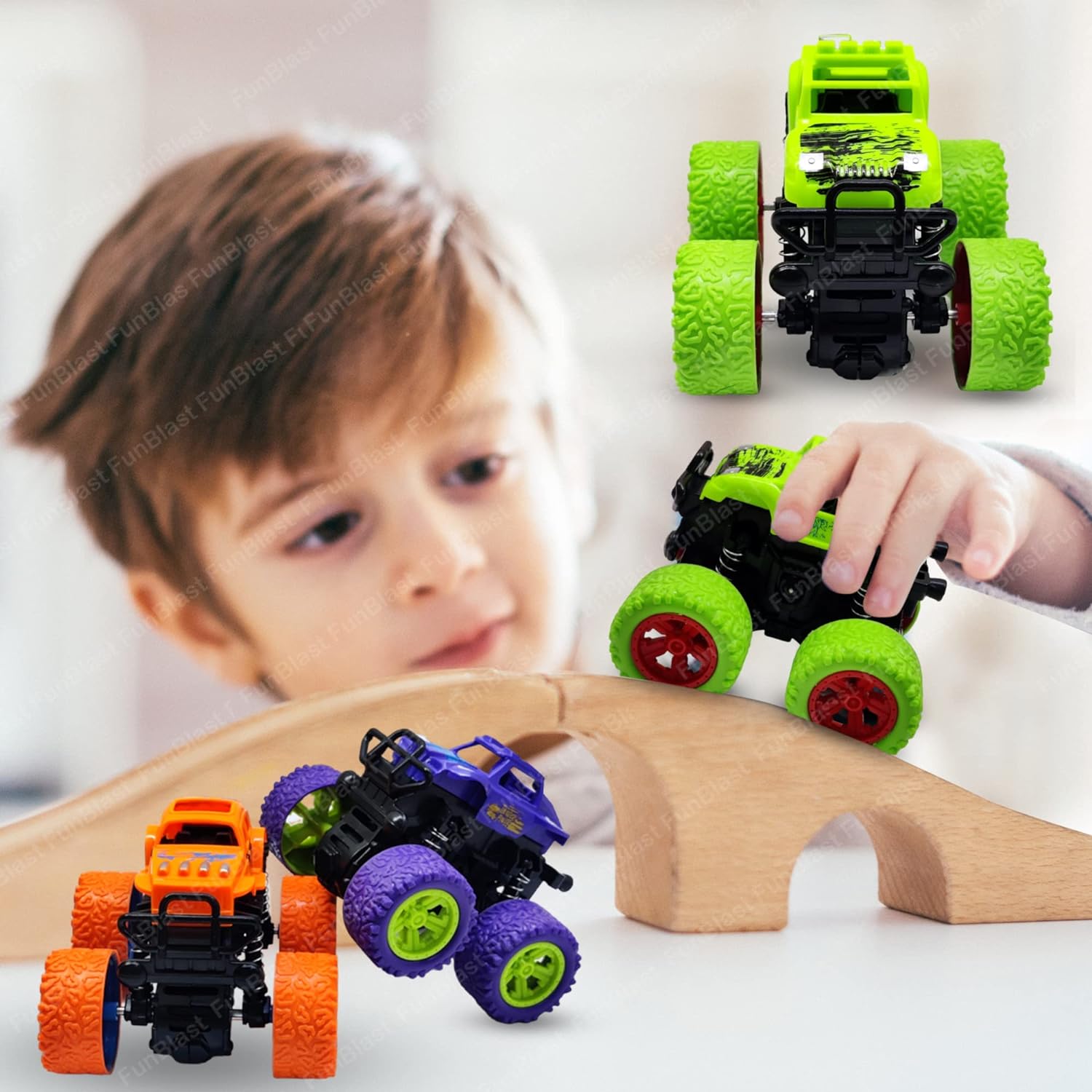 4WD Monster Truck Toys, Push & Go Toy Trucks Friction Power Toys - 4 Wheel Drive Vehicles Toy for Toddler - 1 Pcs