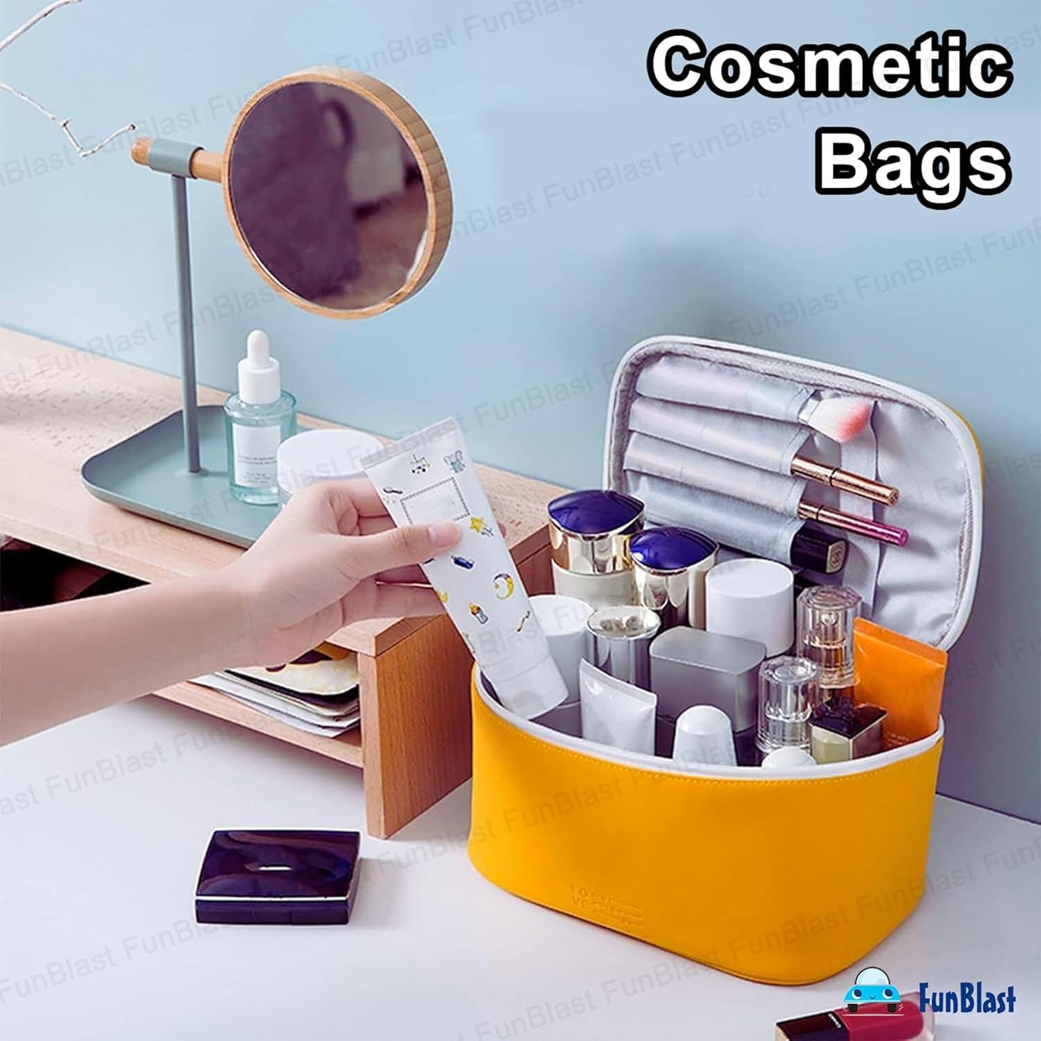 Toiletry Bag with Handle for Women (Yellow)