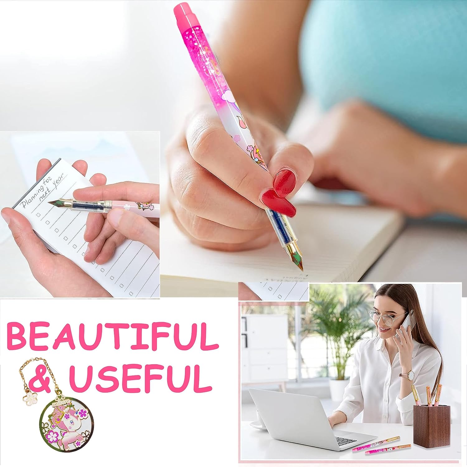 Fountain Pen for Students Unicorn Pen Set for School Stationery Gift for Kids, Birthday Return Gift, Pen for Office, School Stationery Items for Kids