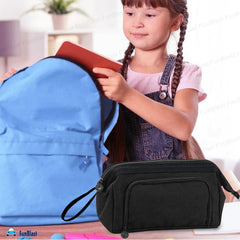 Multipurpose Zipper Pencil Pouch for Kids (Black)