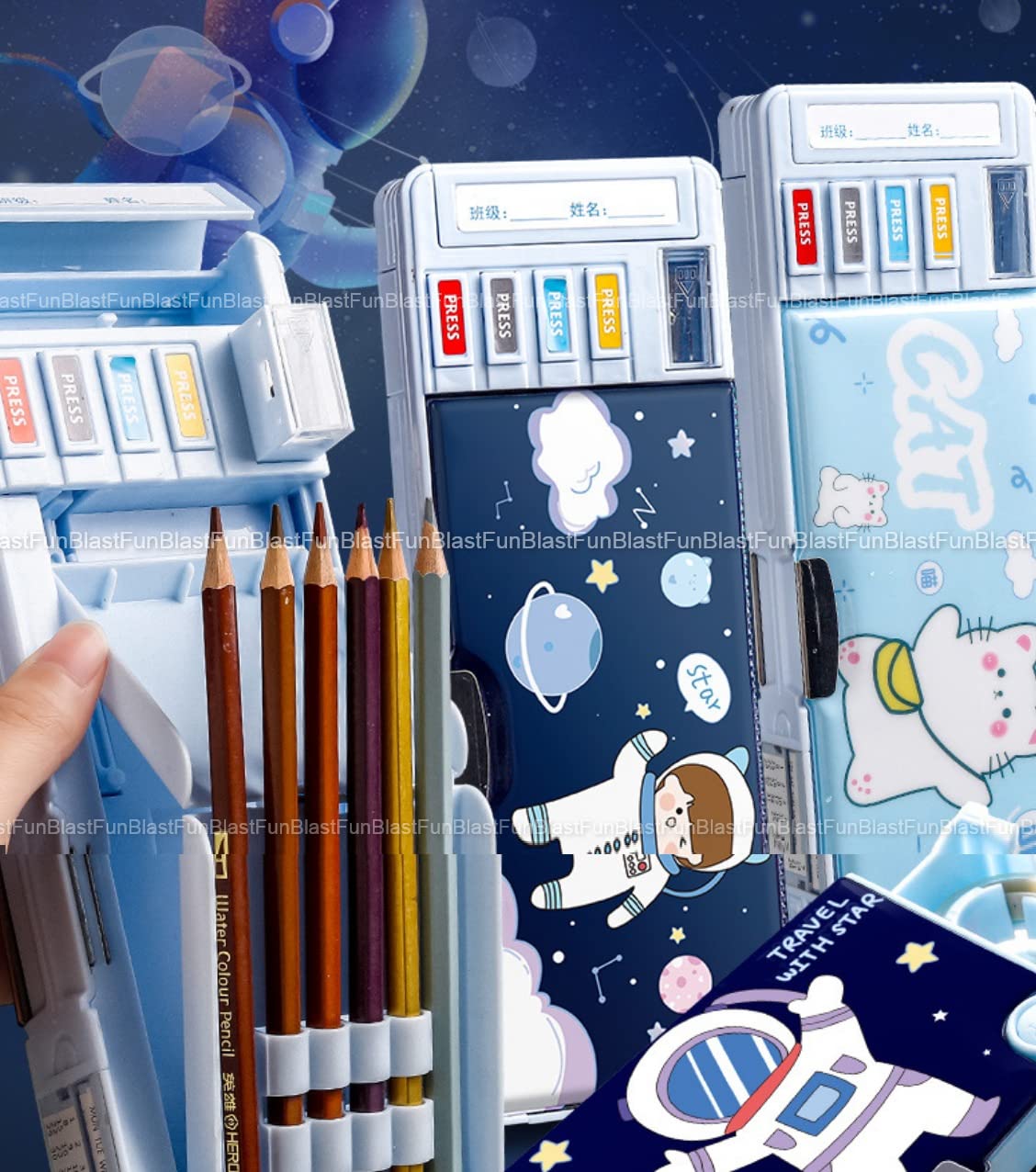 Multifunctional Pencil Box for Kids, Kids Pencil Box for Boys & Girls, Magnetic Pencil Box for Boys, Pop up Pencil Box