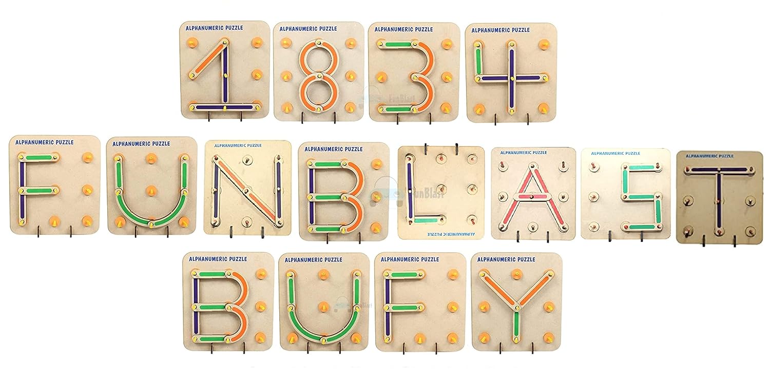 Wooden Alpha & Numeric Construction Puzzles for Kids – DIY Learning & Educational Toys for Kids Learning Alphabet & Number Block for Kids, Girls & Boys (50+ Pcs; Multicolor)