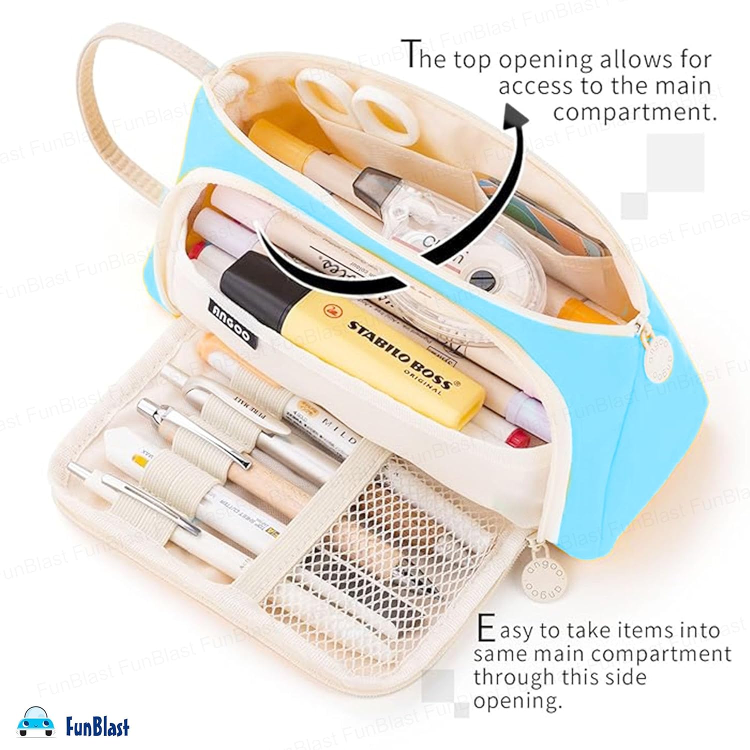 Multipurpose Stationery Organizer Bag with Handle for Kids & Adults(Light-blue)