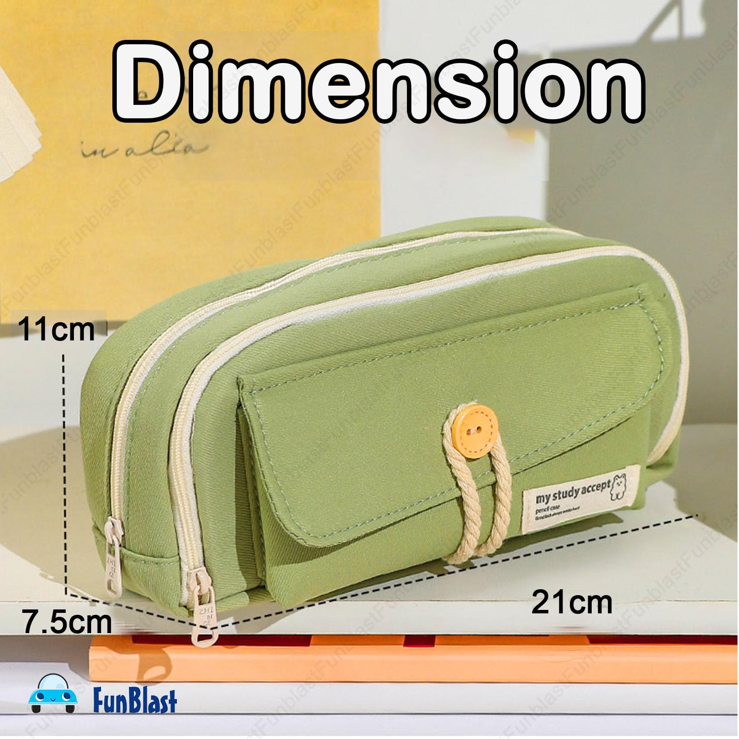 Large Capacity Stationary Organizer Case with Zipper Lock (Green)