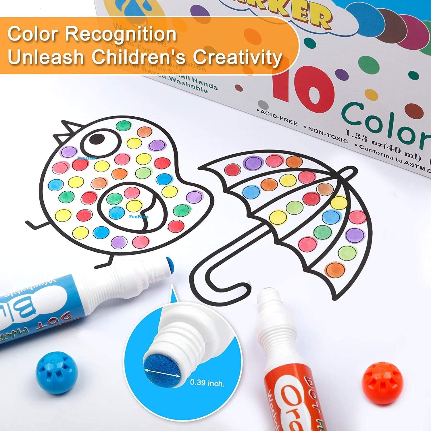 Nicecho Dot Markers Kit, 12 Colors Washable Fun Art India