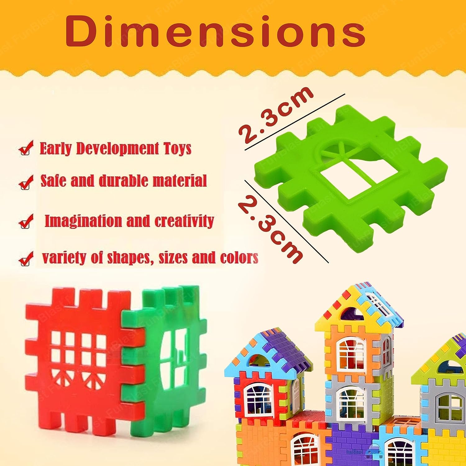 DIY House Building Blocks for Kids Puzzle Games for Kids DIY Toys for Children Educational and Learning Toy for Kids, Girls and Boys - 140+ Blocks