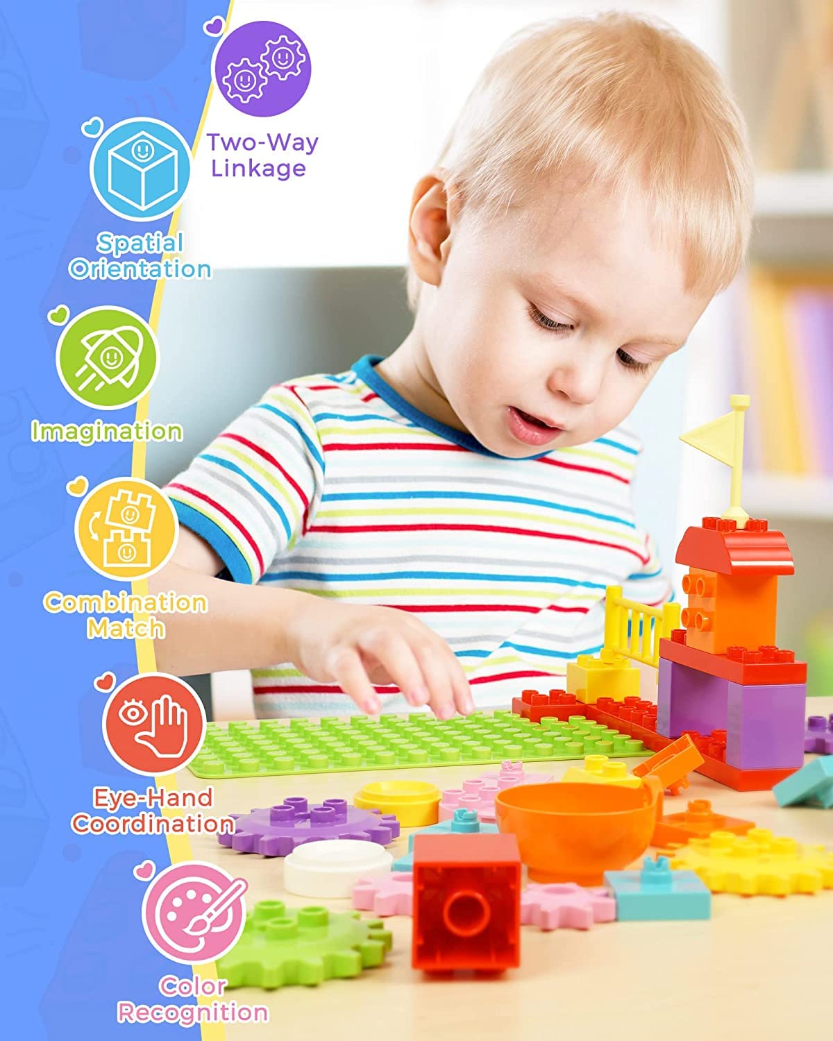 DIY Plastic Small Size Building Blocks for Kids, Puzzle for Children Educational & Learning Toy for Girls – 120+ Blocks with 22 Wheels