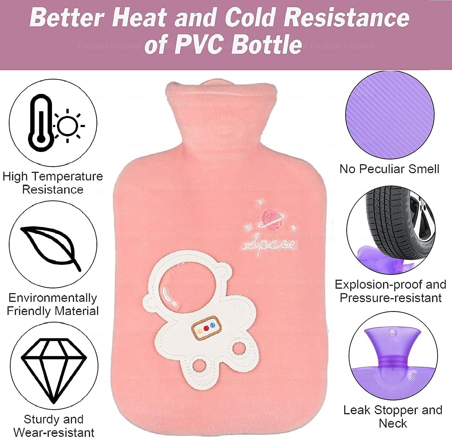 Hot Water Bag with Cover for Pain Relief – Heating Bag, Heating Pad Hot Water Bottle & Rubber Bottle for Hot Water Bag for Pain Relief, Rubber Hot Water Bag, Bottle - 1000 ML