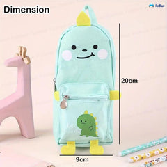 Hangable Canvas Pencil Pouch for Kids (Seagreen-Dino)