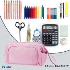 Multipurpose Zipper Pencil Pouch for Kids (Pink)