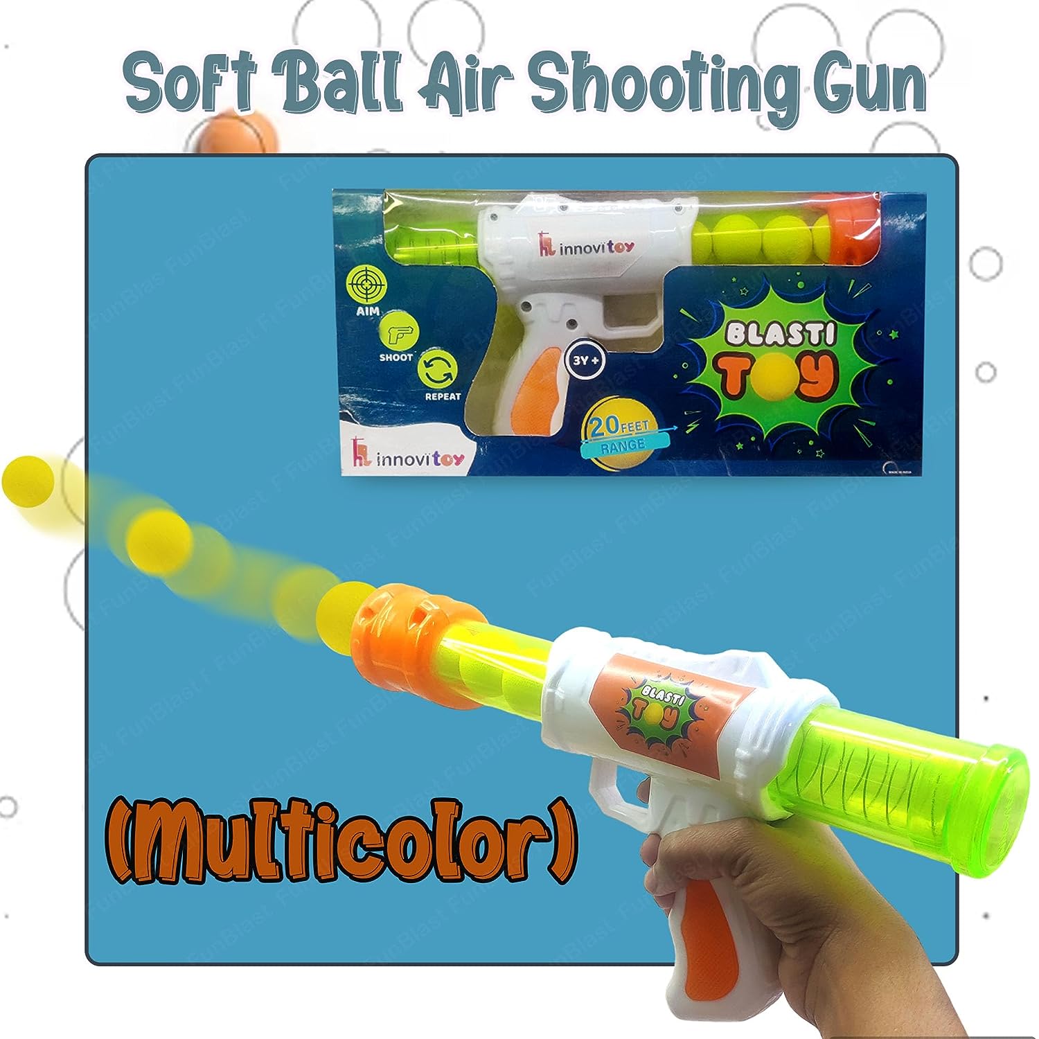 Shooting Ball Gun Air Pressure Foam Balls Shooting Gun Toy Set, Soft Ball Air Shooting Gun, Toy Gun Set with 5 Soft Balls for Kids, Boys and Girls