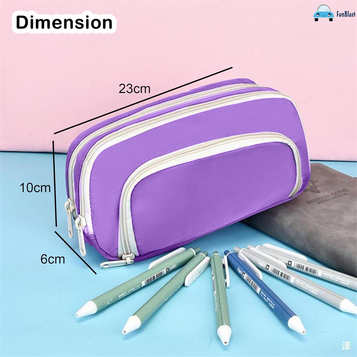 Multiple Compartment Portable Stationary Organizer Bag for Kids (Purple)