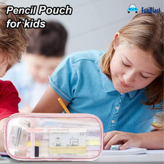 Transparent Pencil Pouch with Zipper Closure (Pink)