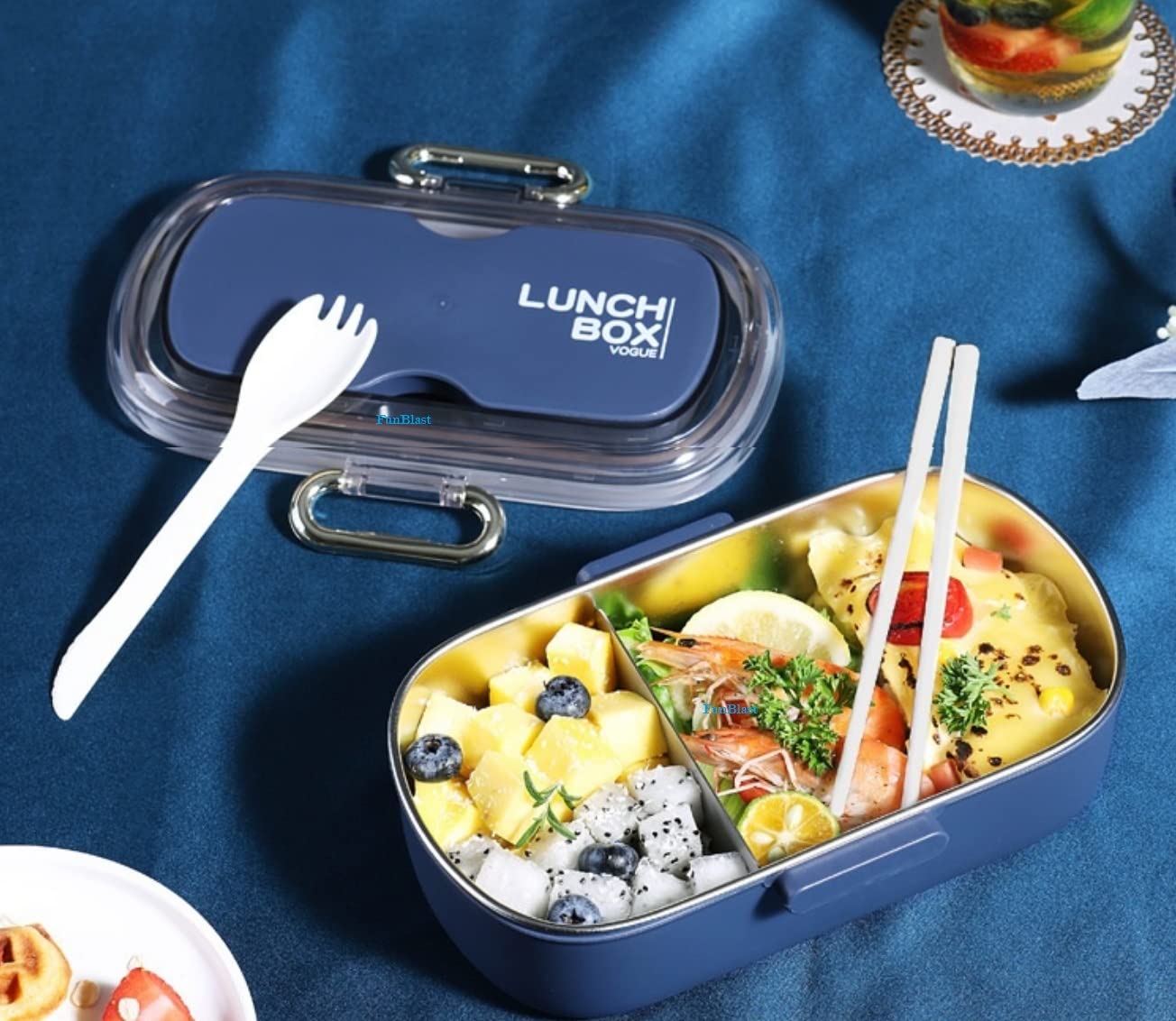 Insulated Stainless Steel Lunch Box for Kids Tiffin Box for School – Lunch Box with Spoon Fork and Chopsticks, School Tiffin Box for Boys, Girls – Capacity – 900 ML