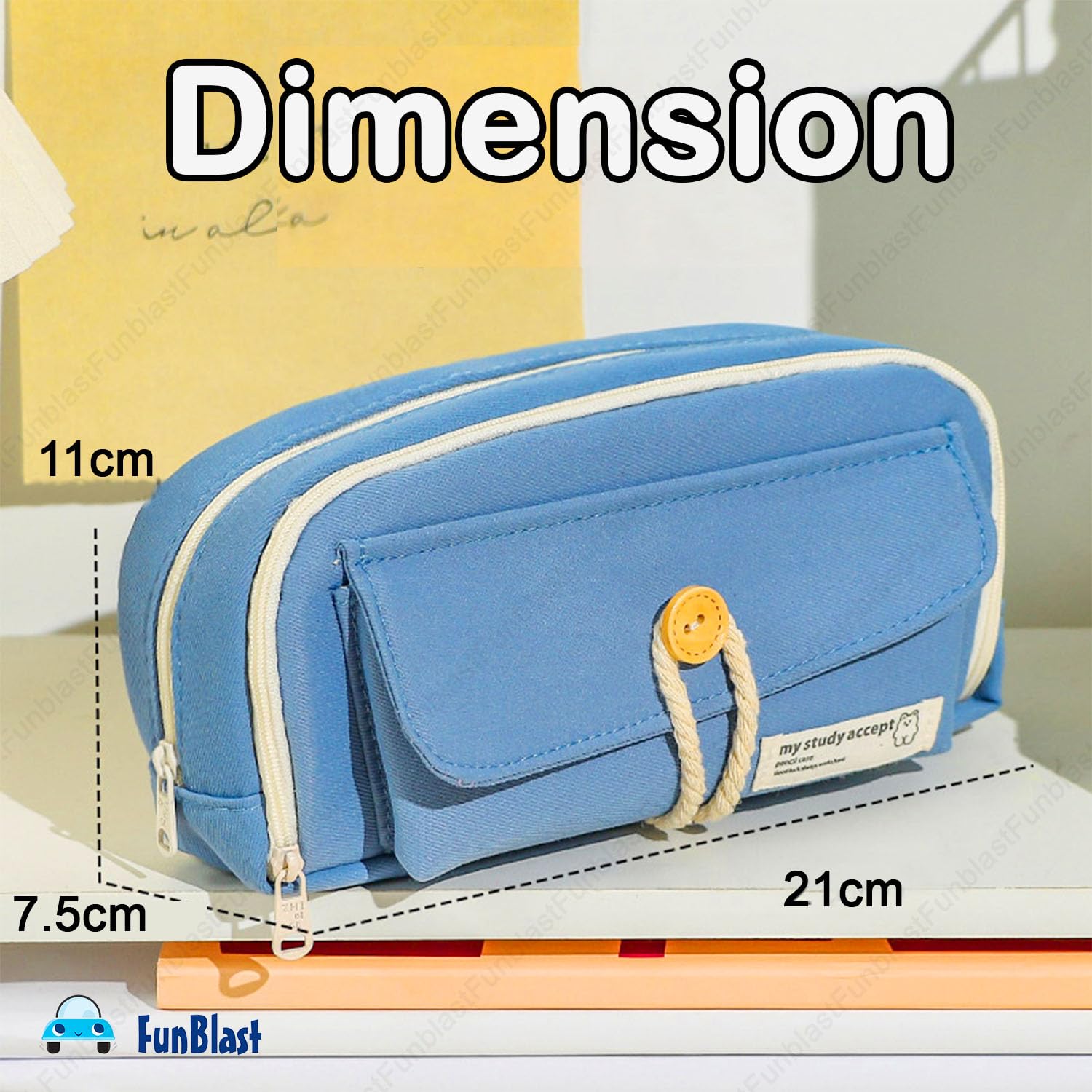 Large Capacity Stationary Organizer Pencil Pouch for Kids (Blue)