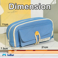 Large Capacity Stationary Organizer Pencil Pouch for Kids (Blue)