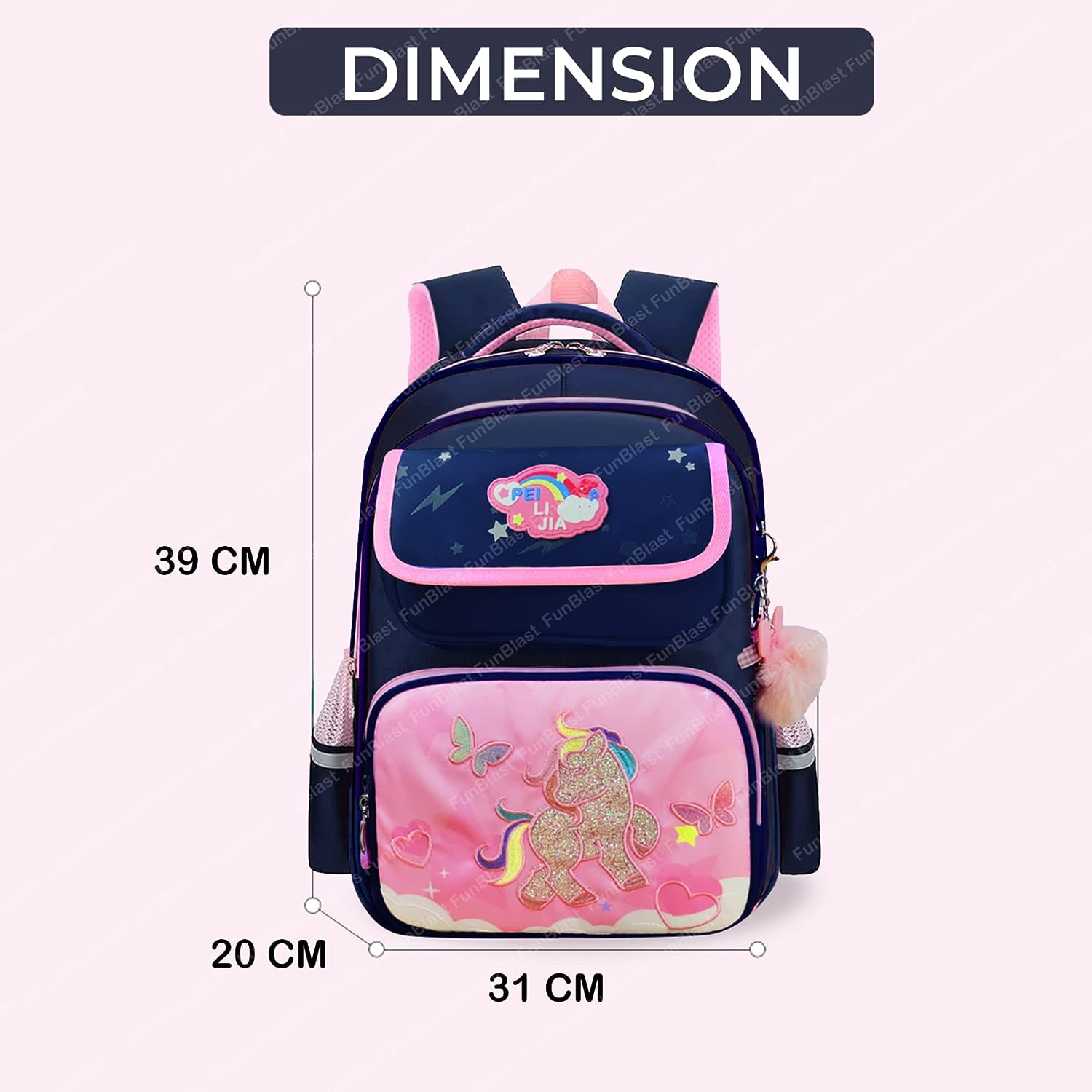 Unicorn Backpack for Children - School Bag for Student, Orthopedic School Bags, Lightweight Large Capacity Bag for Boys Girls Kids, Travel Bag, Picnic Bag (39 X 31 X 20 CM)