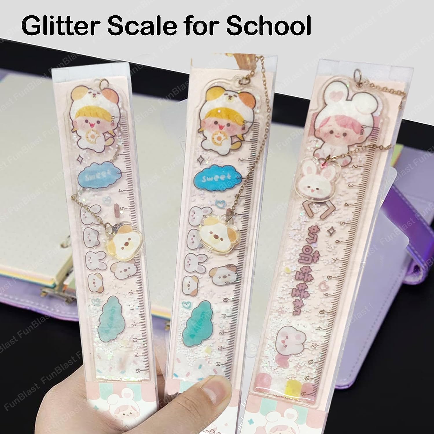 FunBlast Bookmarks Scale for Kids, Glitter Scale for School Stationery  Items, Scale Ruler Set, Bookmarks for Books, Best Birthday Return Gift _  Pack of 3 – Random Color : : Office Products