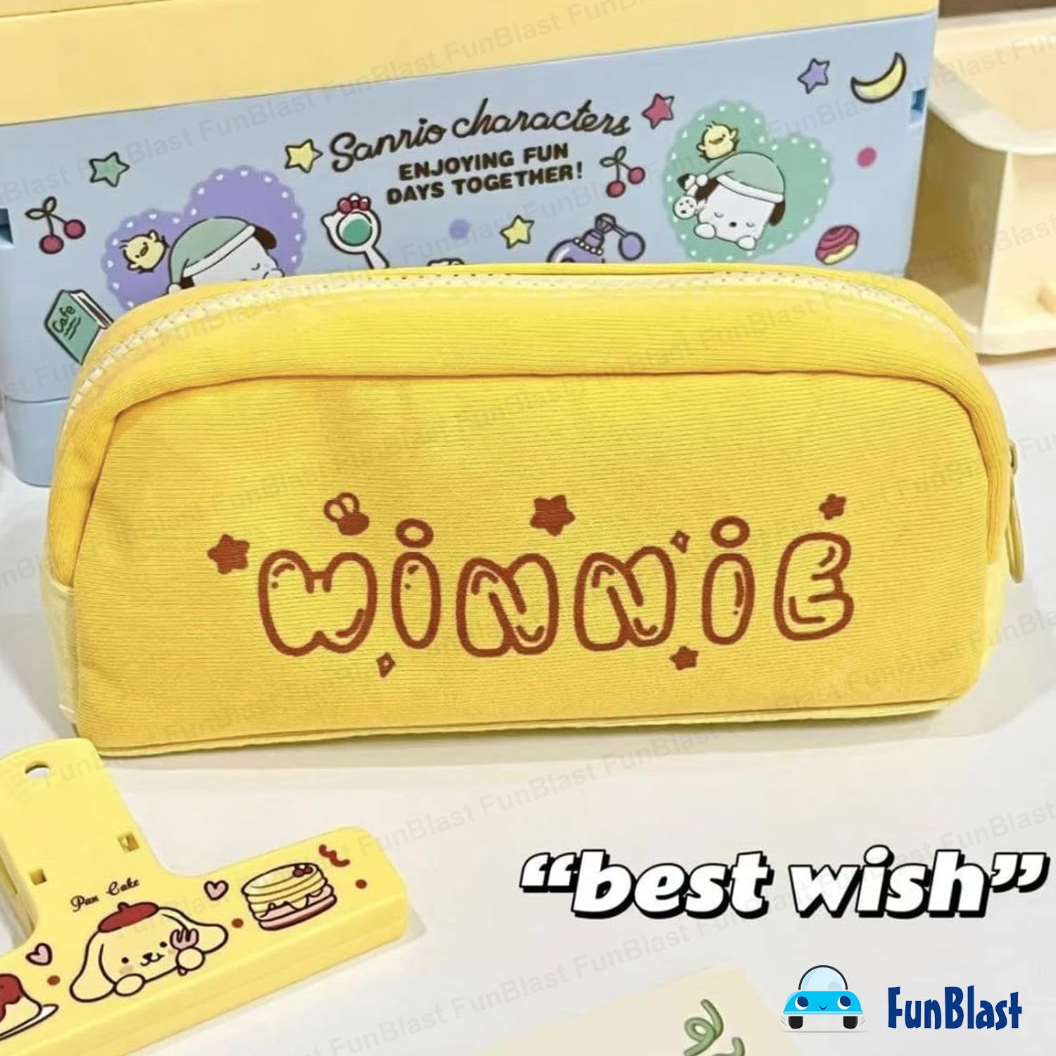 Cartoon Design Multipurpose Zipper Pouch for Kids (Yellow)