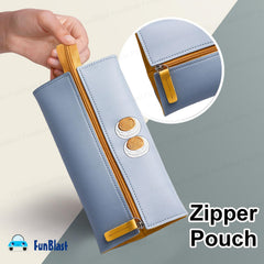 Multipurpose Zipper Pencil Pouch for Kids & College Students (Blue)