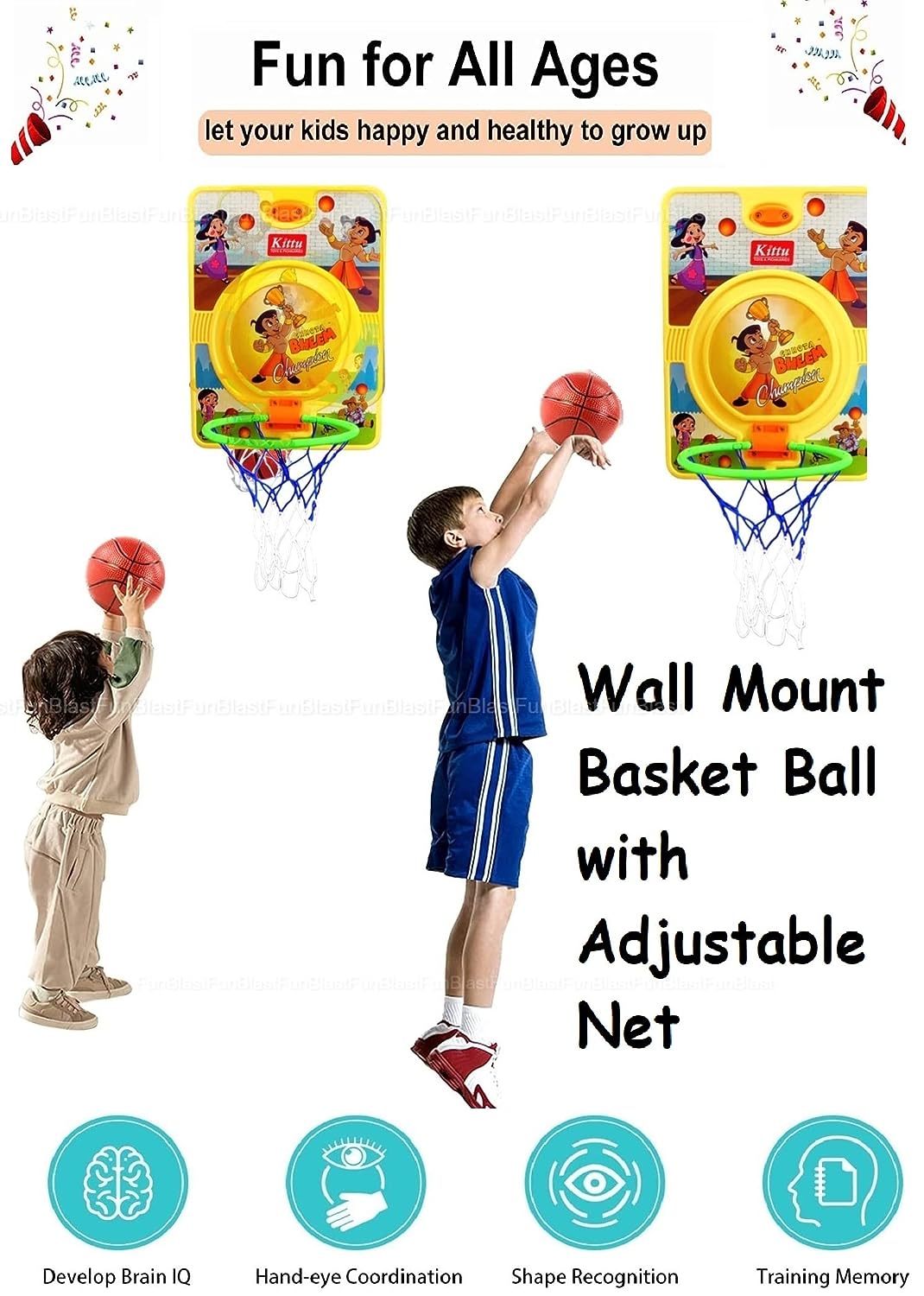 Wall Mount Basket Ball For Kids Boys-Basket Ball For Kids Portable Set With Hanging Board, Net, Ball, Pin, Indoor And Outdoor Game, Basketball Hoop Set For Kids