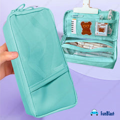 Multipurpose Zipper Pencil Pouch for Kids & Adults  (Blue)