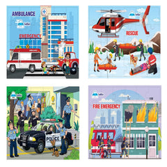 Jigsaw Puzzles for Kids - Emergency Rescue Jigsaw Puzzles for Kids and Police Team Jigsaw Puzzle, Set of 4 Puzzles - 96 Pcs Puzzle