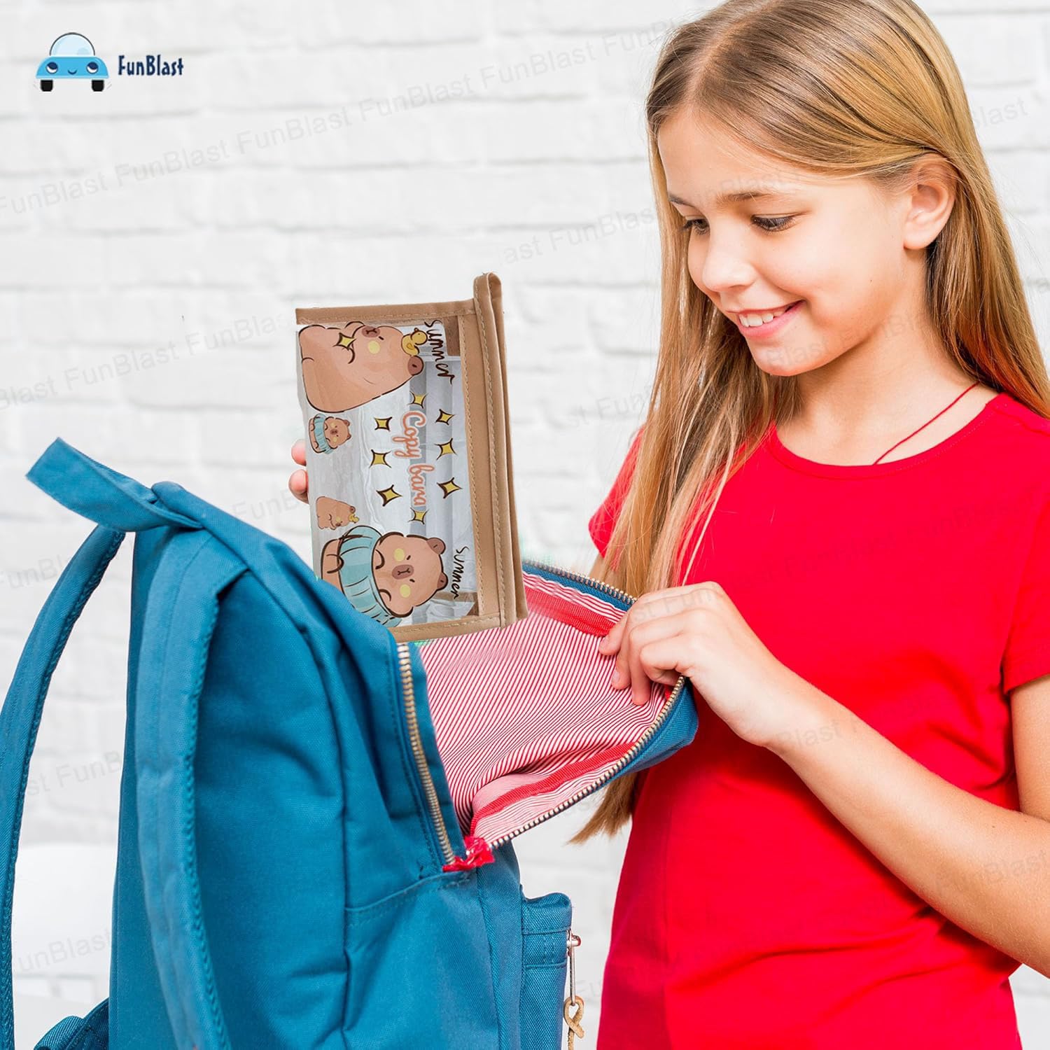 Transparent PVC Pouch with Zipper Closure for Girls (Random Design)