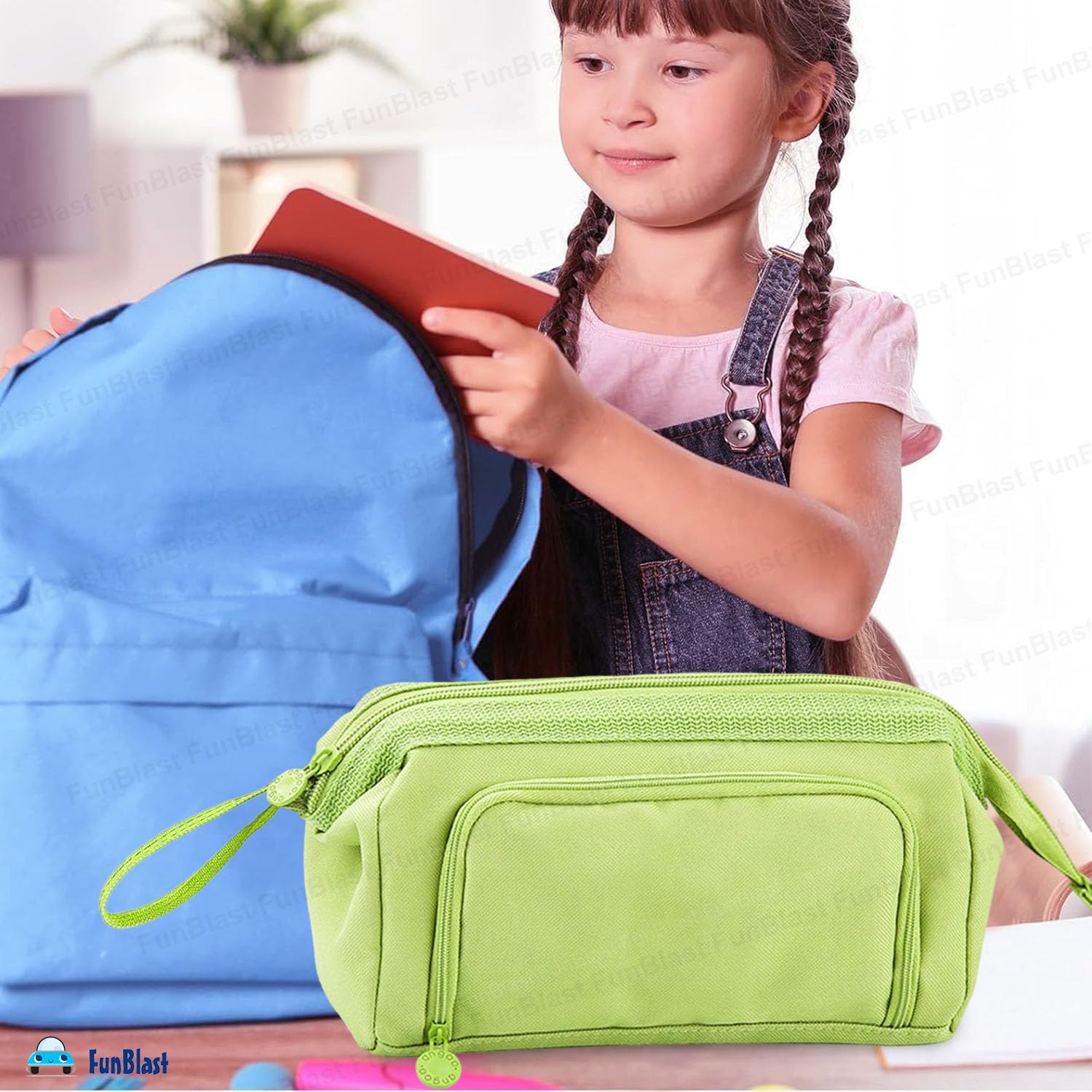 Multipurpose Zipper Pencil Pouch for Kids (Sea Green)