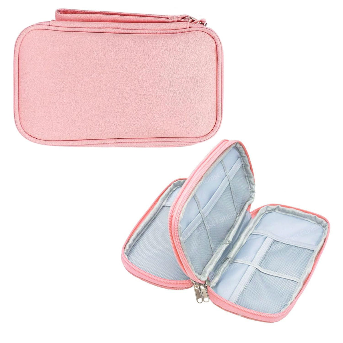 Travel Organizer Pouch with Mesh Pockets for Men and Women (Pink)