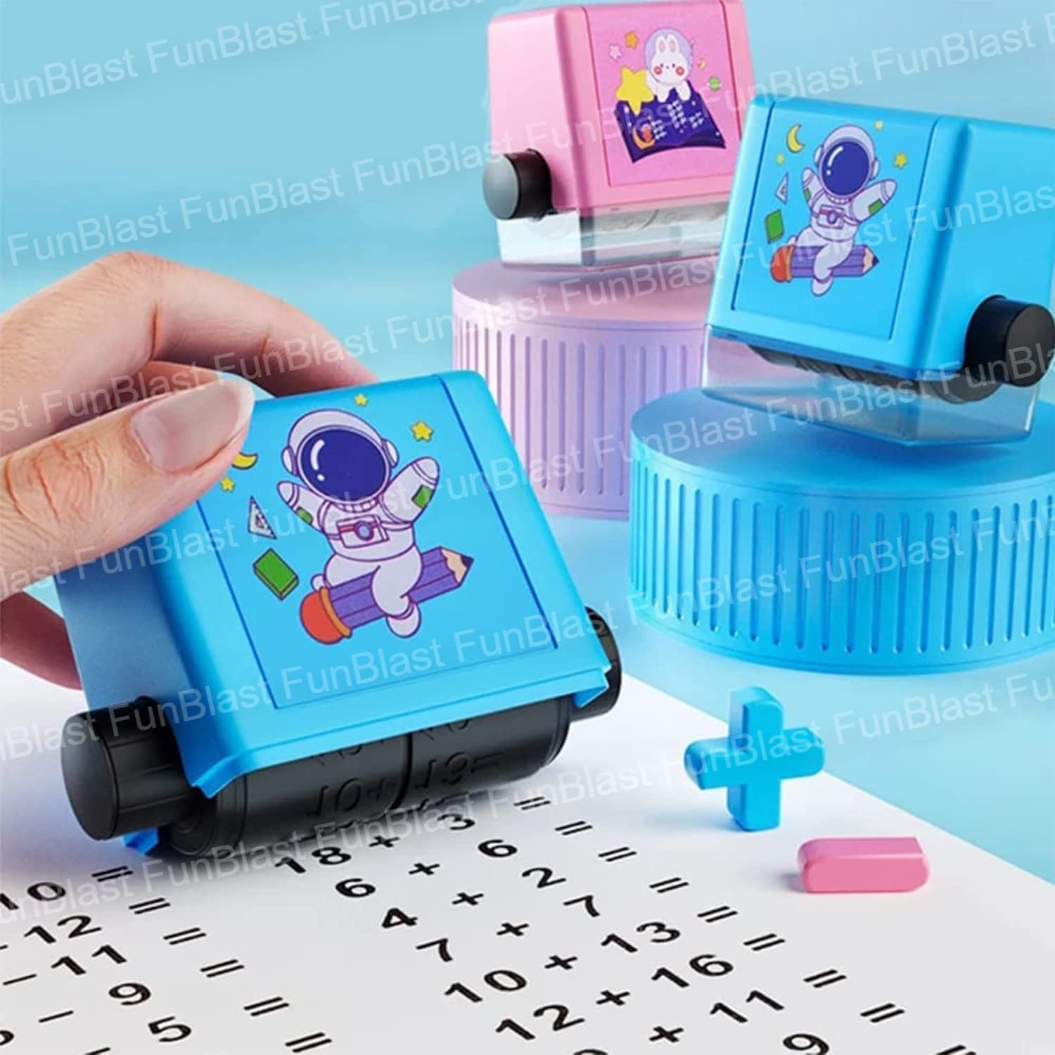 Math Roller Stamps for Kids, Smart Math Roller Stamps, Addition and Subtraction Teaching Stamps, Practice Tools Within 100 Learning Toy for Preschool Kindergarten Home Teacher Supplies - 2 Pcs