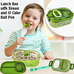 Dinosaur Theme Lunch Box for Kids, Tiffin Box with Spoon and 10 Color Ball Pen, Lunch Box for School Kids, SS304 Lunch Box, Air-Tight Lunch Box